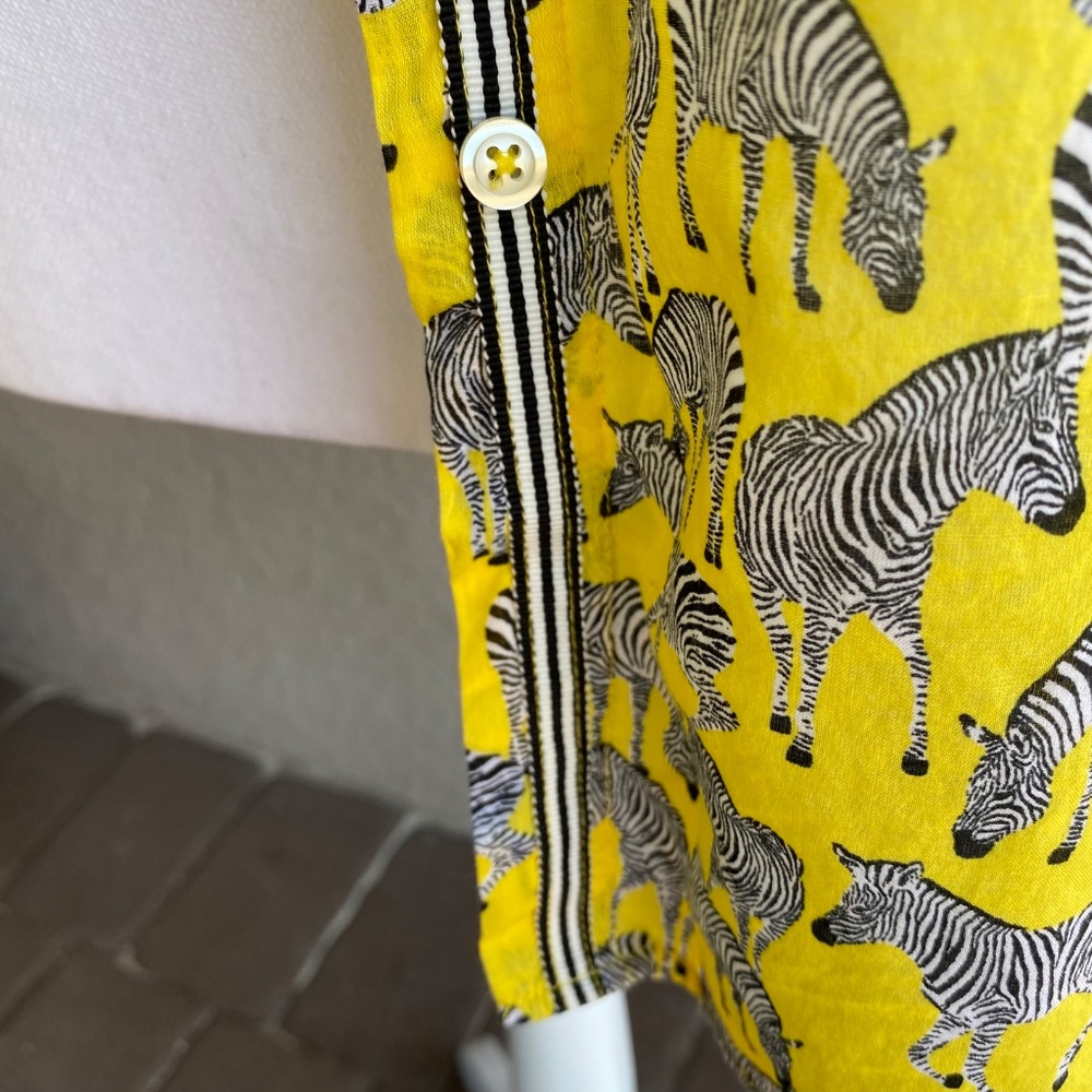 TALBOTS Cotton Button Front Shirt 'GRAZING ZEBRA' Sz M - Picture 6 of 8